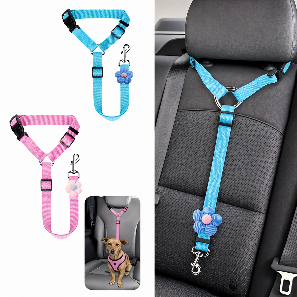 🔥BUY 1 GET 1 FREE 🔥Enjoy Stress-Free Drives with Your Pup: 2-Pack Dog Travel Safety Belts 🐶🚗