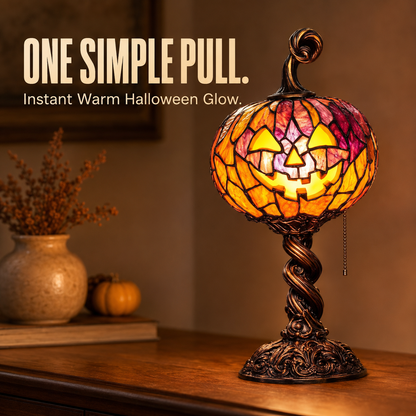 🎃 Halloween Pumpkin Glow Lamp – Vintage Stained-Glass-Style Table Light