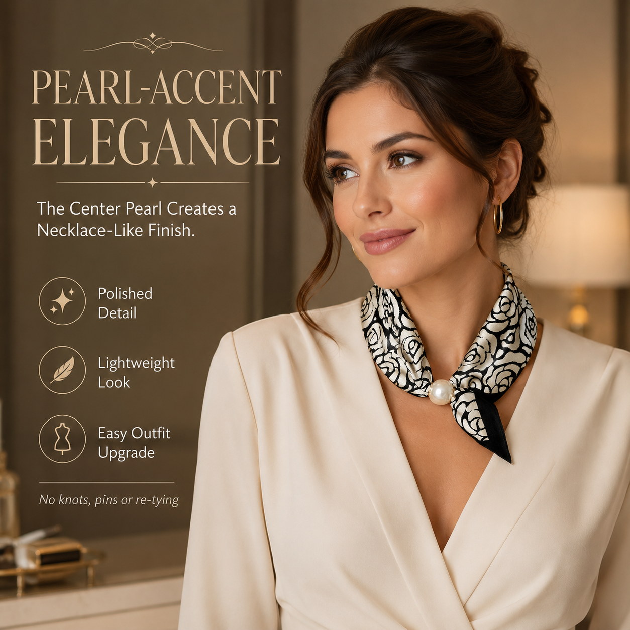 ✨ Effortless Glamour: Pop-On Pearl Necklace Scarf 🧣