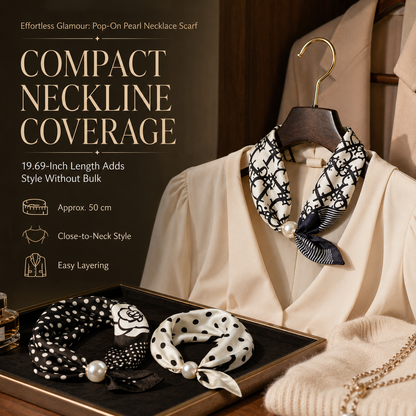 ✨ Effortless Glamour: Pop-On Pearl Necklace Scarf 🧣