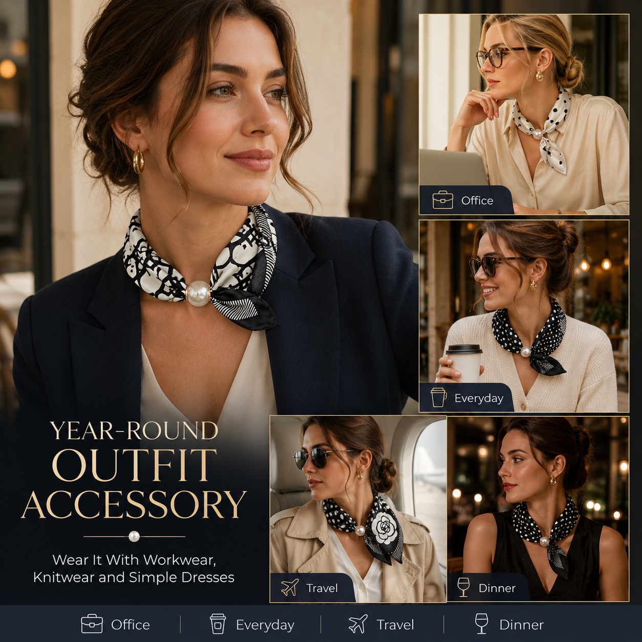 ✨ Effortless Glamour: Pop-On Pearl Necklace Scarf 🧣