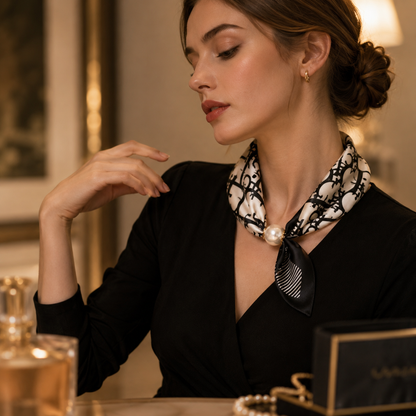 ✨ Effortless Glamour: Pop-On Pearl Necklace Scarf 🧣