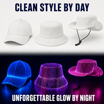 🌈 Light Up Your Night — Rechargeable LED Fiber Optic Hat Collection