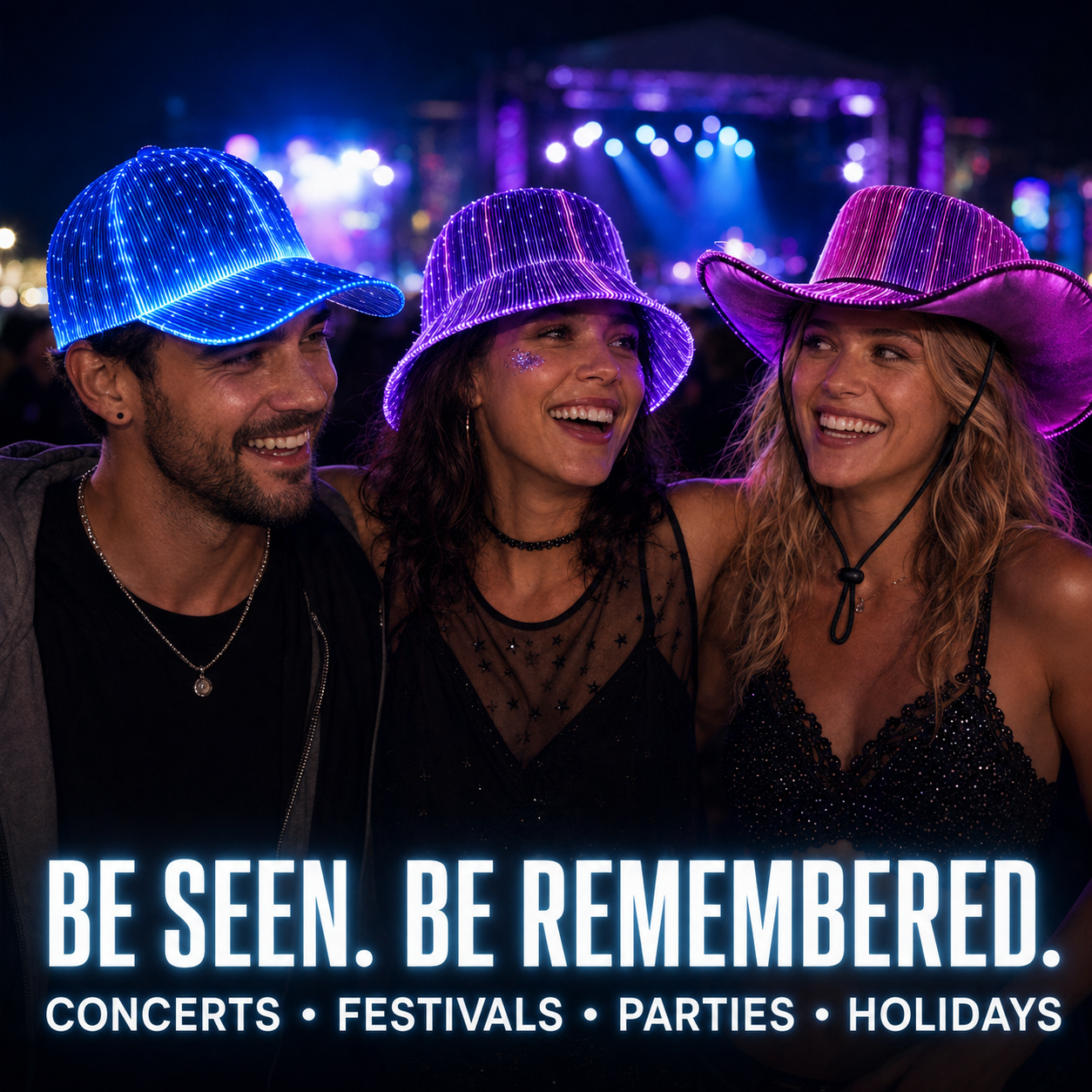 🌈 Light Up Your Night — Rechargeable LED Fiber Optic Hat Collection