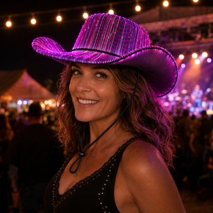 🌈 Light Up Your Night — Rechargeable LED Fiber Optic Hat Collection