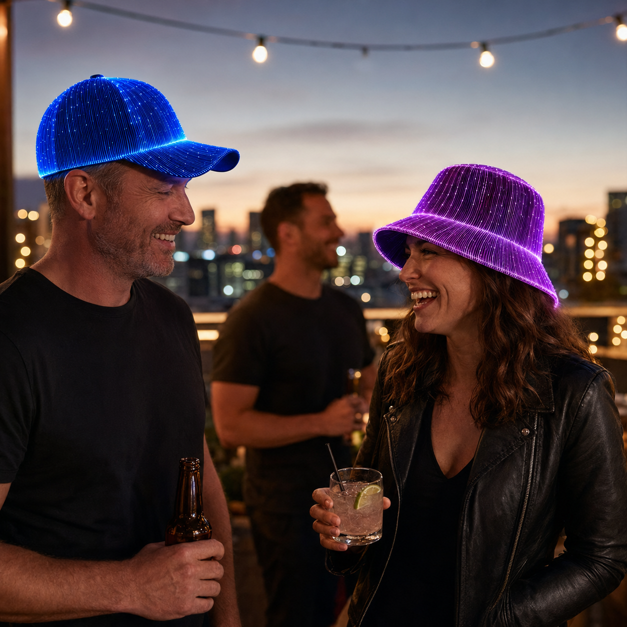 🌈 Light Up Your Night — Rechargeable LED Fiber Optic Hat Collection