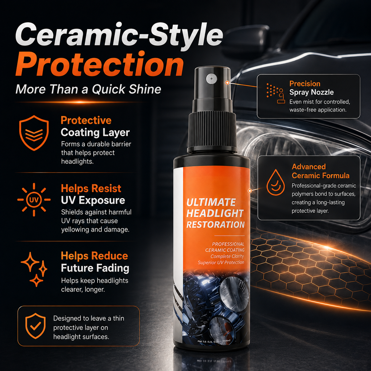 🔥 LAST DAY: Buy 1 Get 1 FREE | Professional Headlight Restoration Spray Kit