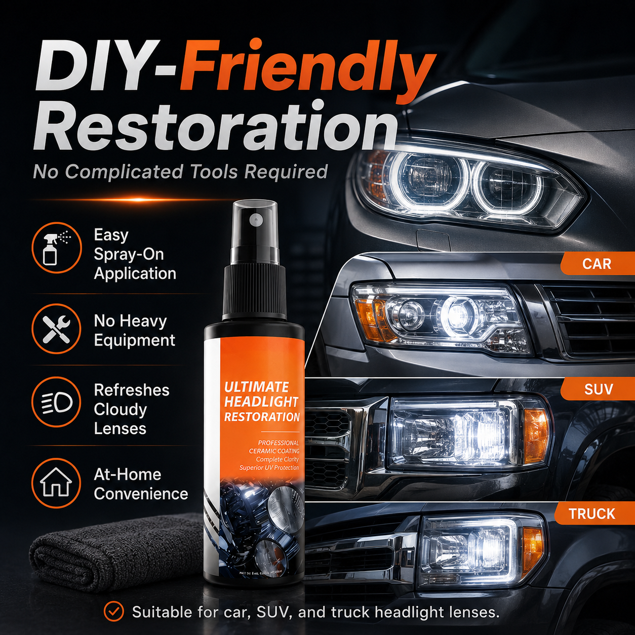 🔥 LAST DAY: Buy 1 Get 1 FREE | Professional Headlight Restoration Spray Kit