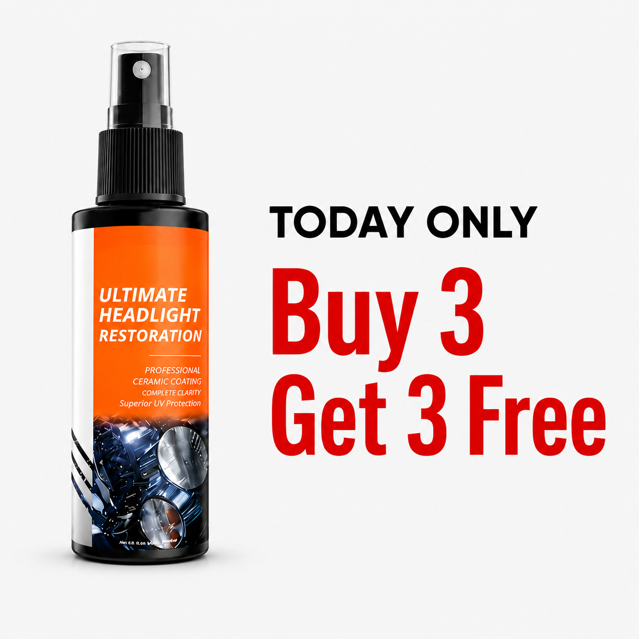 🔥 LAST DAY: Buy 1 Get 1 FREE | Professional Headlight Restoration Spray Kit