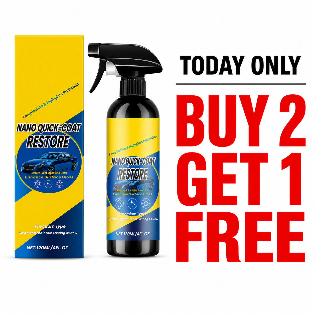 🔥 LAST DAY: Buy 2 Get 1 FREE — Automotive Nano Coating Spray