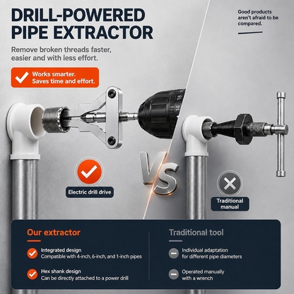 🔥 50% OFF Drill-Powered Broken Pipe Thread Extractor Set🔧