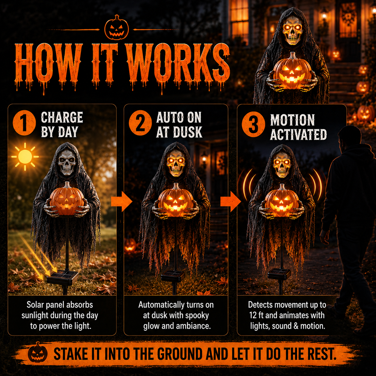 💀 Soul Collector™ Pumpkin Edition Animated Halloween Yard Decoration