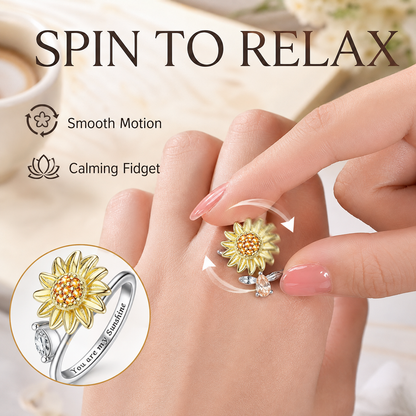 ☀️Sunflower Fidget Rings for Women,You are My Sunshine Chic Sunflower Open Ring