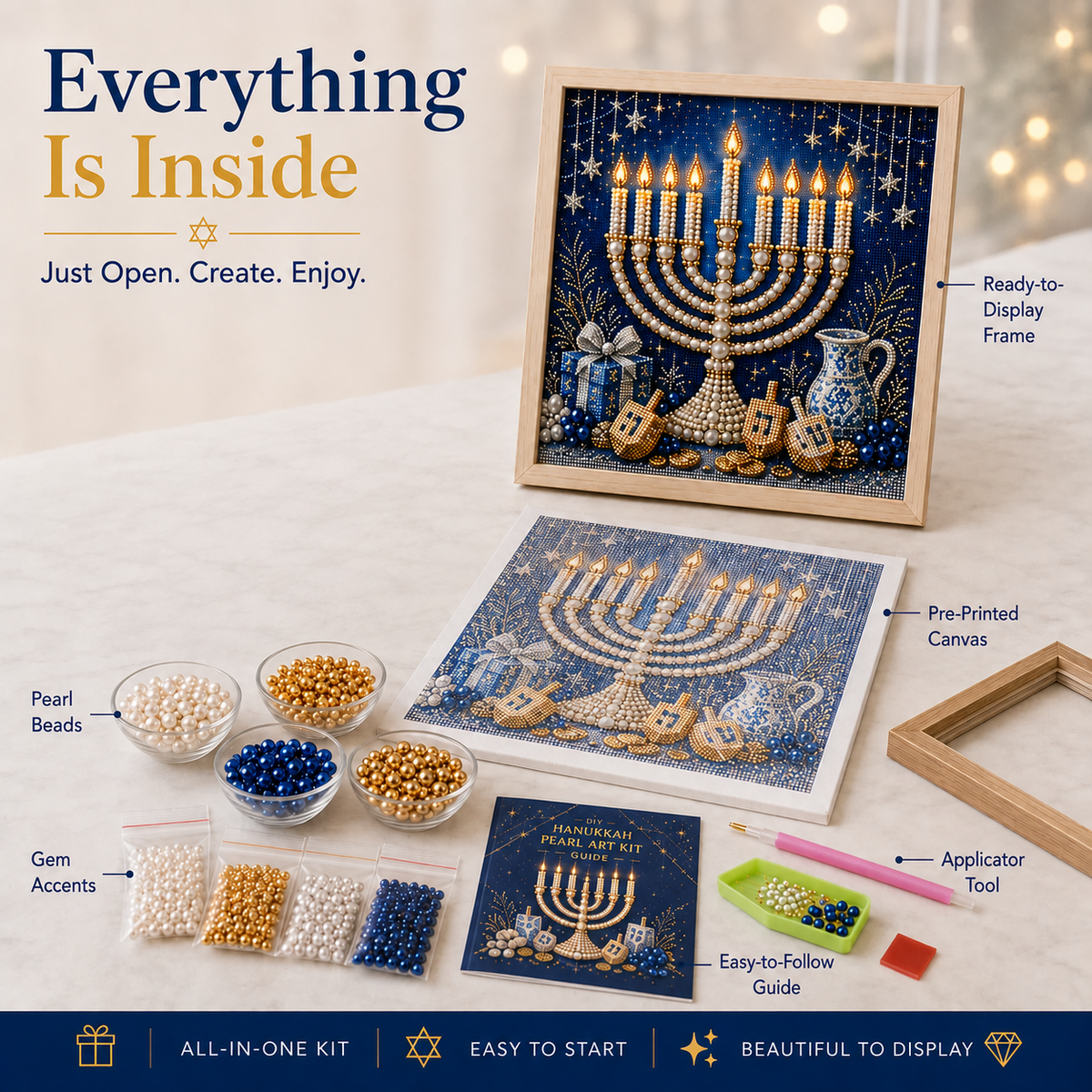 💙 50% OFF Festival of Lights Sale - DIY Hanukkah Pearl Art Kit ✨