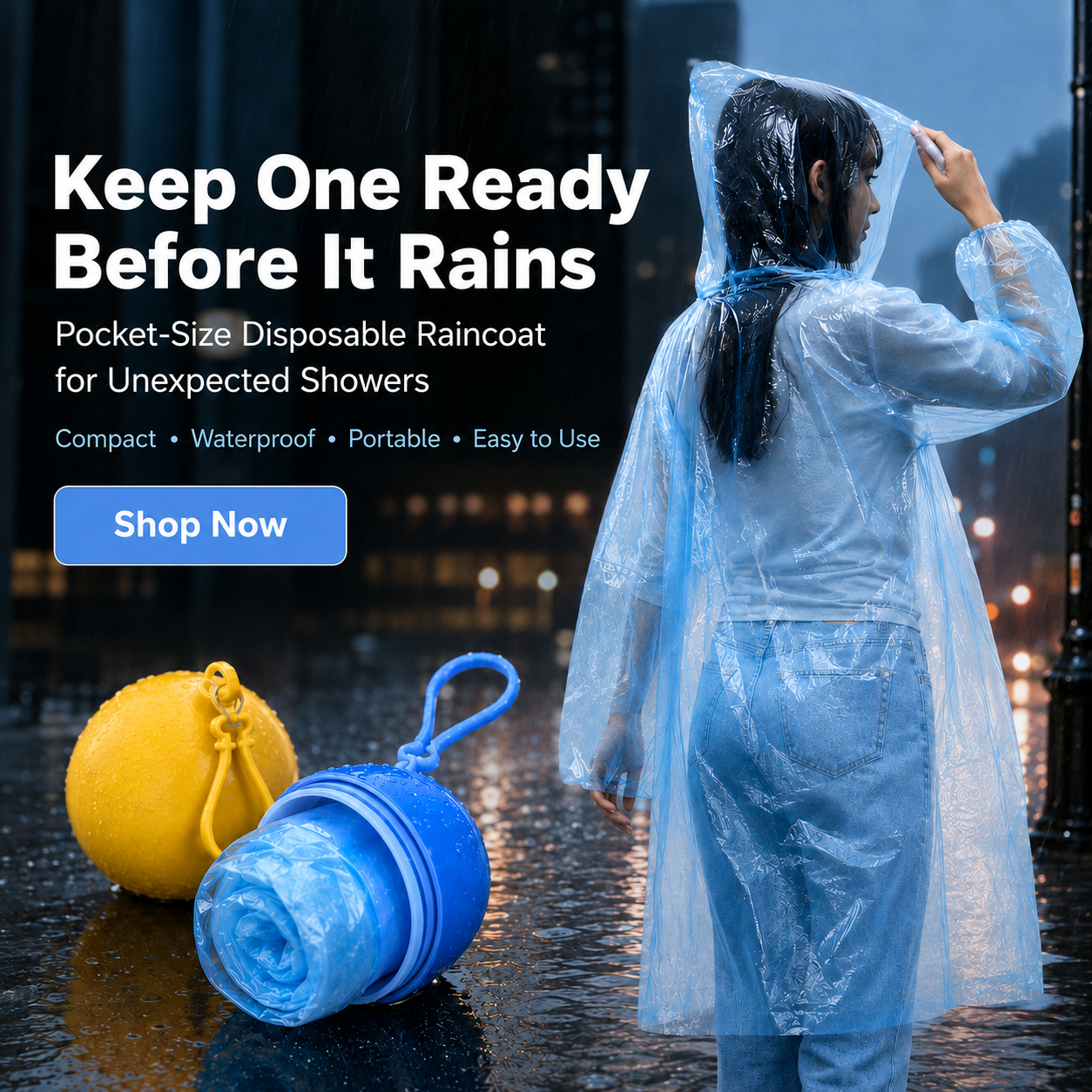 Disposable raincoat light to moderate rain protection