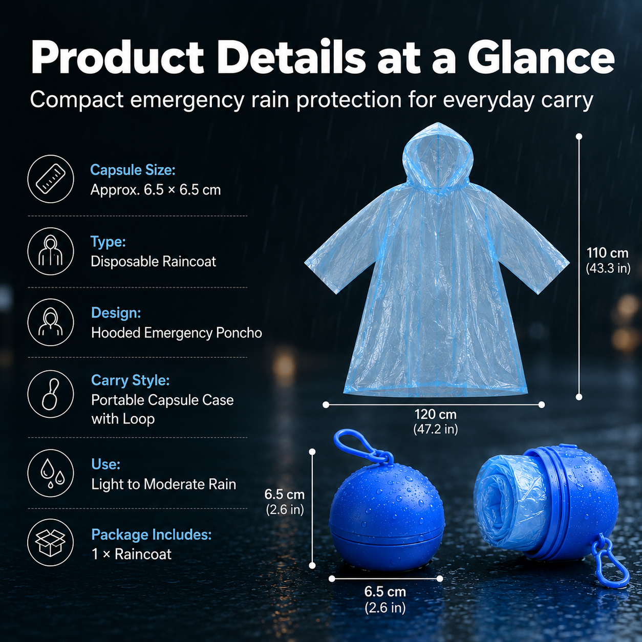 Disposable raincoat travel use