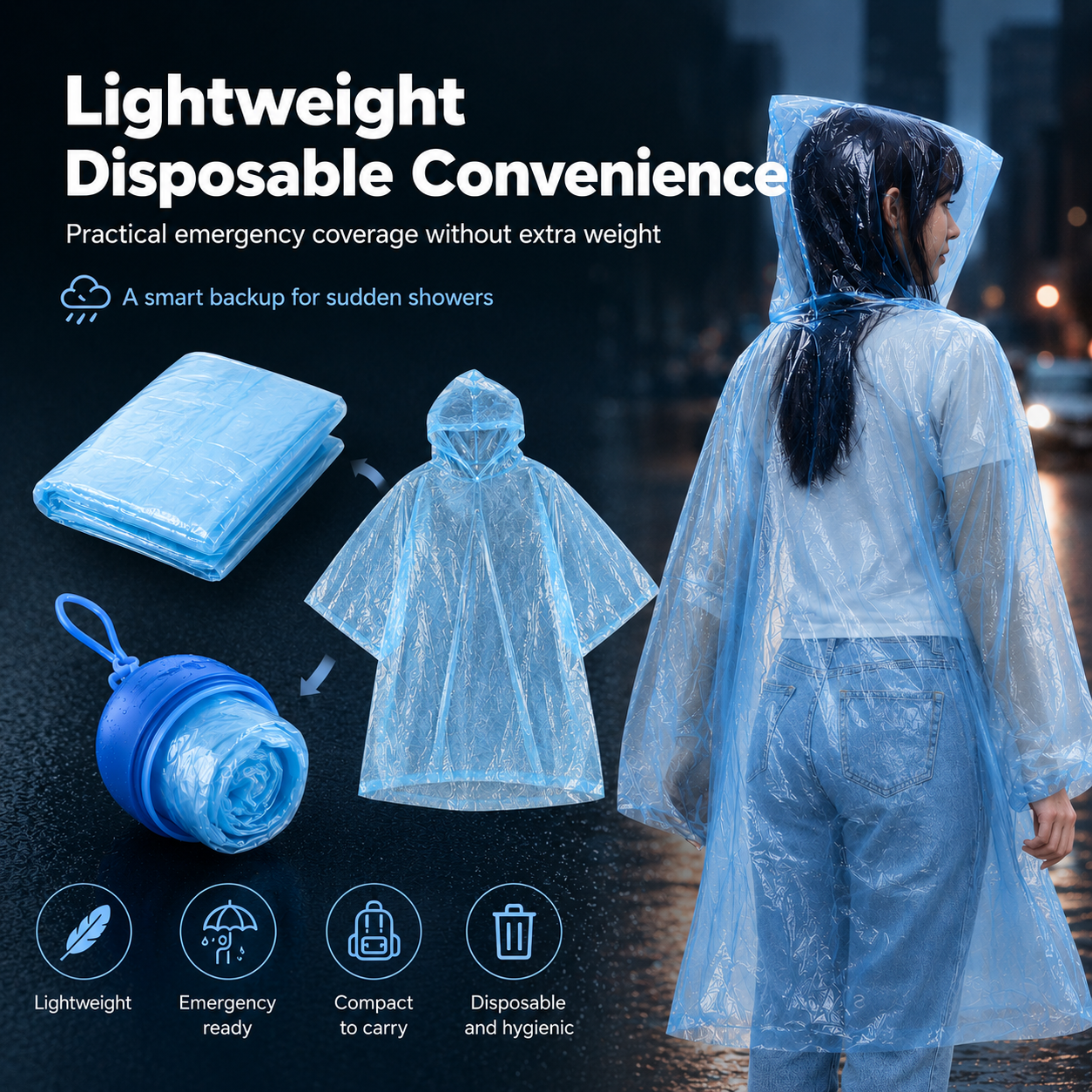 Lightweight disposable raincoat for outdoor activity