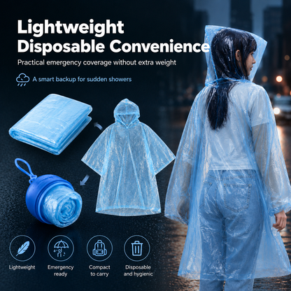 🌧️ Pocket-Size Disposable Raincoat for Unexpected Showers