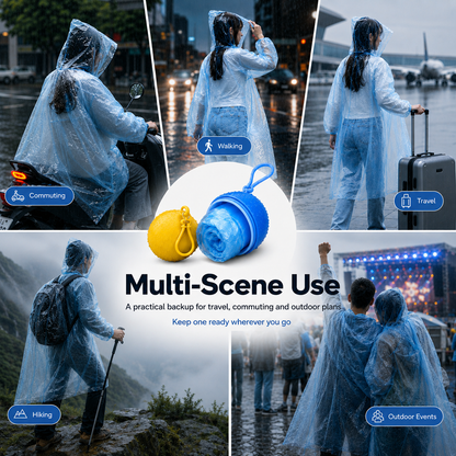 🌧️ Pocket-Size Disposable Raincoat for Unexpected Showers