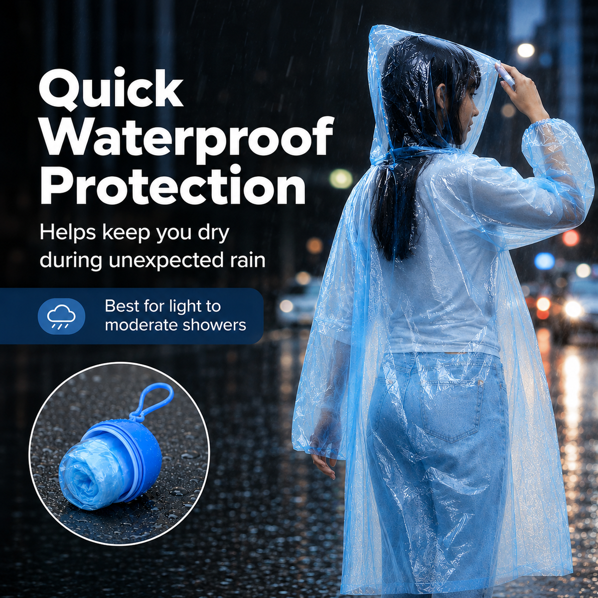 🌧️ Pocket-Size Disposable Raincoat for Unexpected Showers