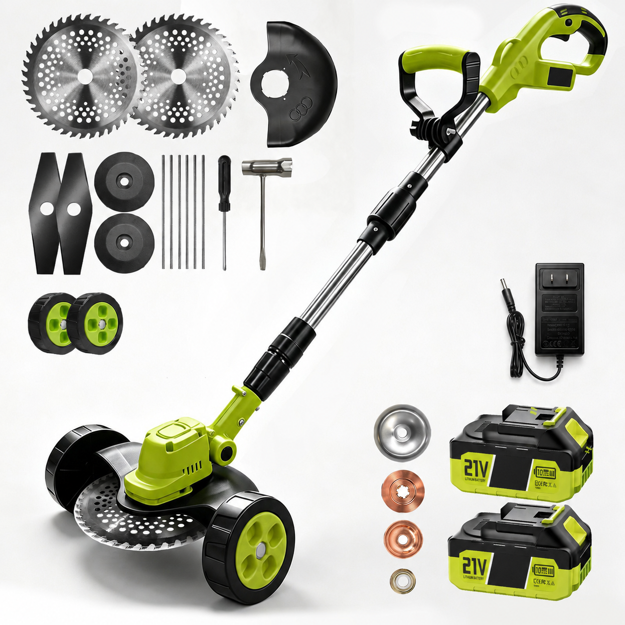 🍃3-in-1 Cordless Lawn Mower with Dual 21V Batteries – Lightweight Grass Trimmer & Edger for Effortless Yard Care