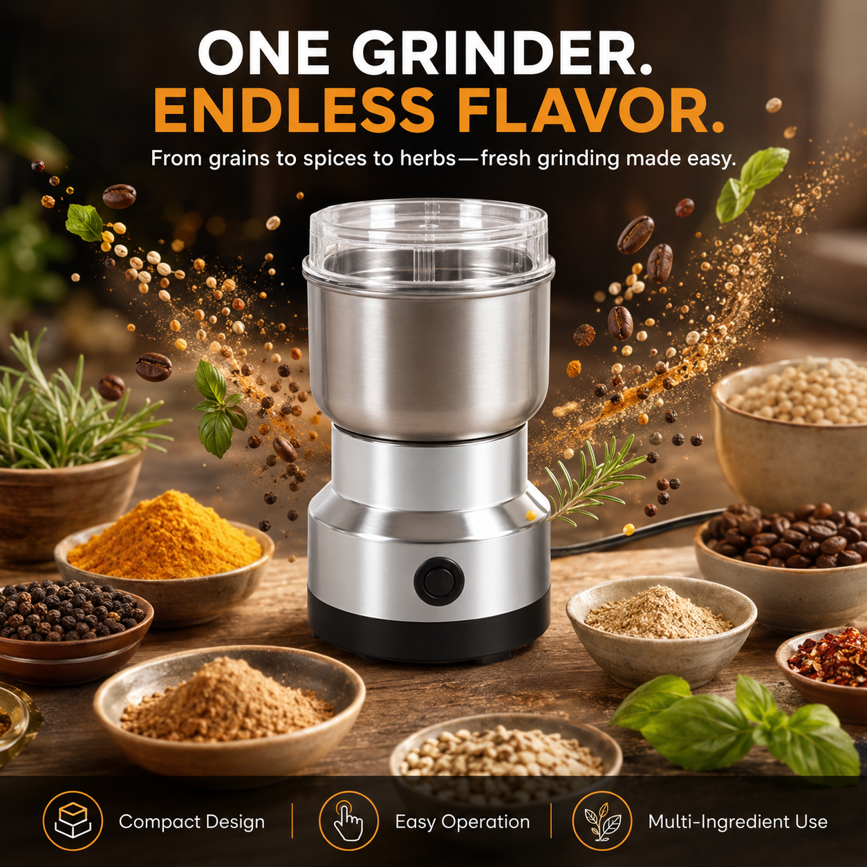 Stainless steel grinder lifestyle view
