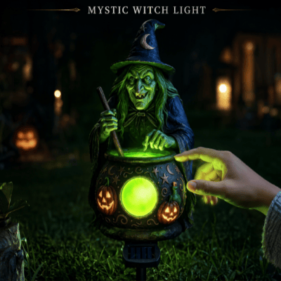 🔥Halloween Solar Witch Cauldron Garden Stake Light