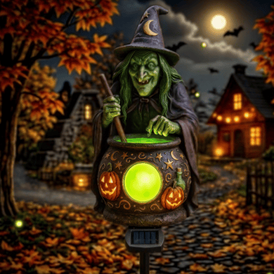 🔥Halloween Solar Witch Cauldron Garden Stake Light