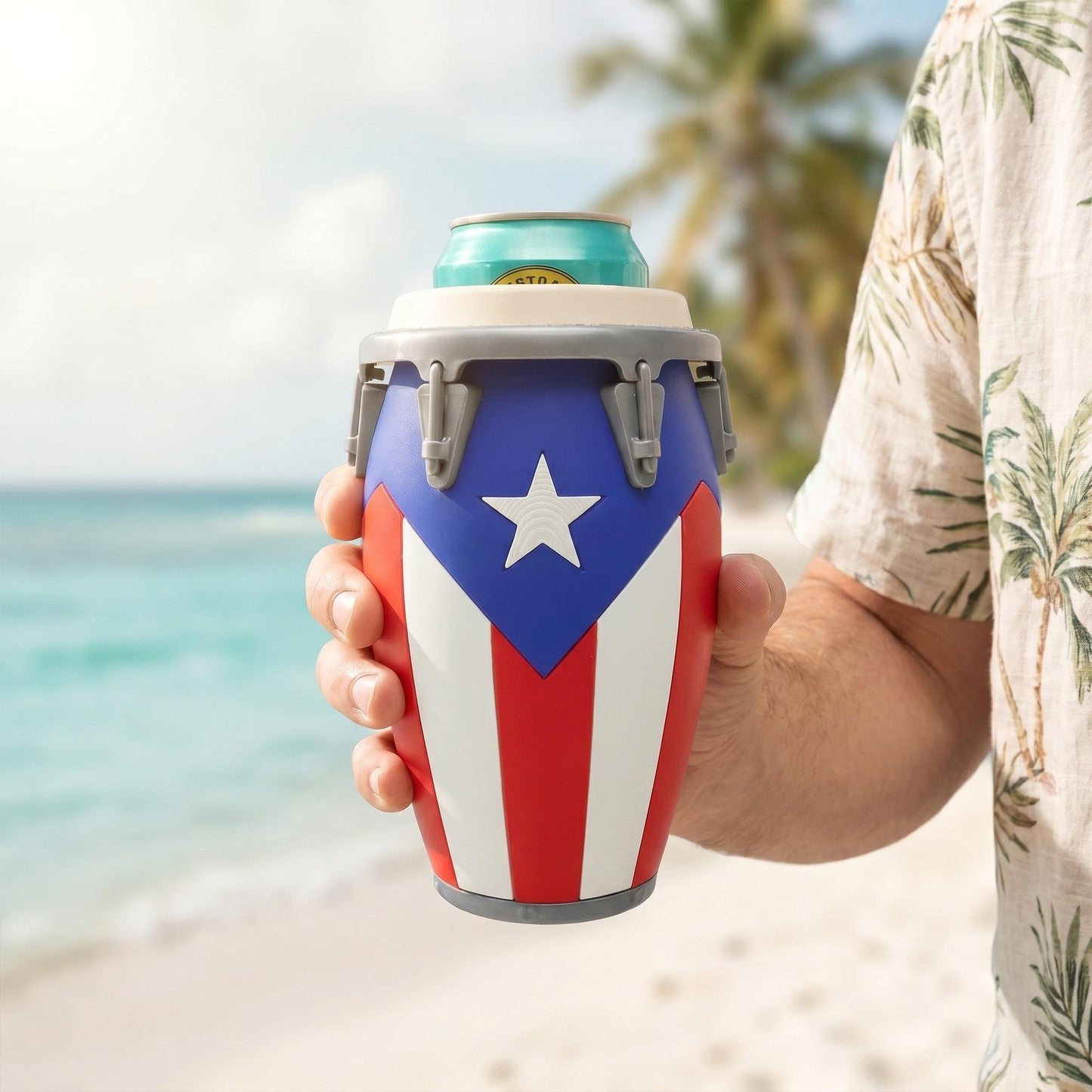 🪘 Conga-Style Can Holder – Celebrate Caribbean Pride, One Sip at a Time