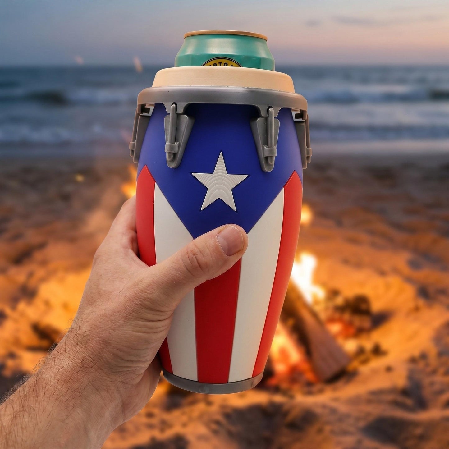 🪘 Conga-Style Can Holder – Celebrate Caribbean Pride, One Sip at a Time