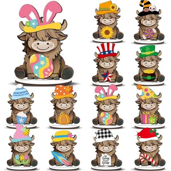 🐾 Interchangeable Seasonal Animal Wooden Decor Set
