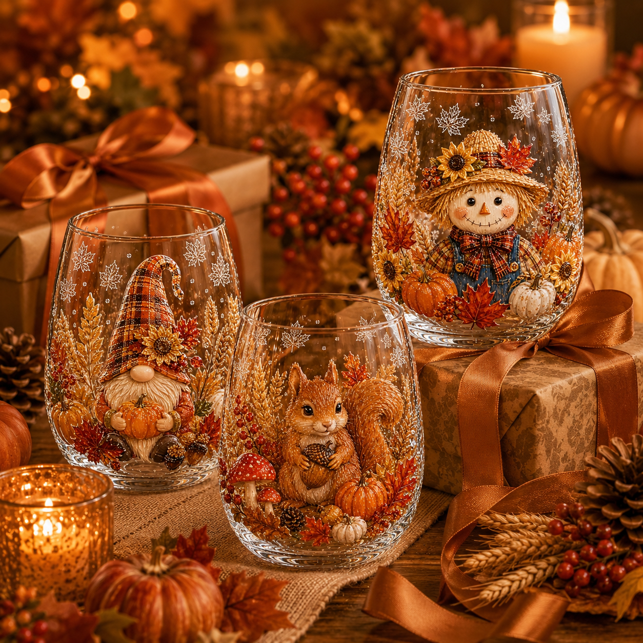 Autumn Harvest Glass Cup Collection