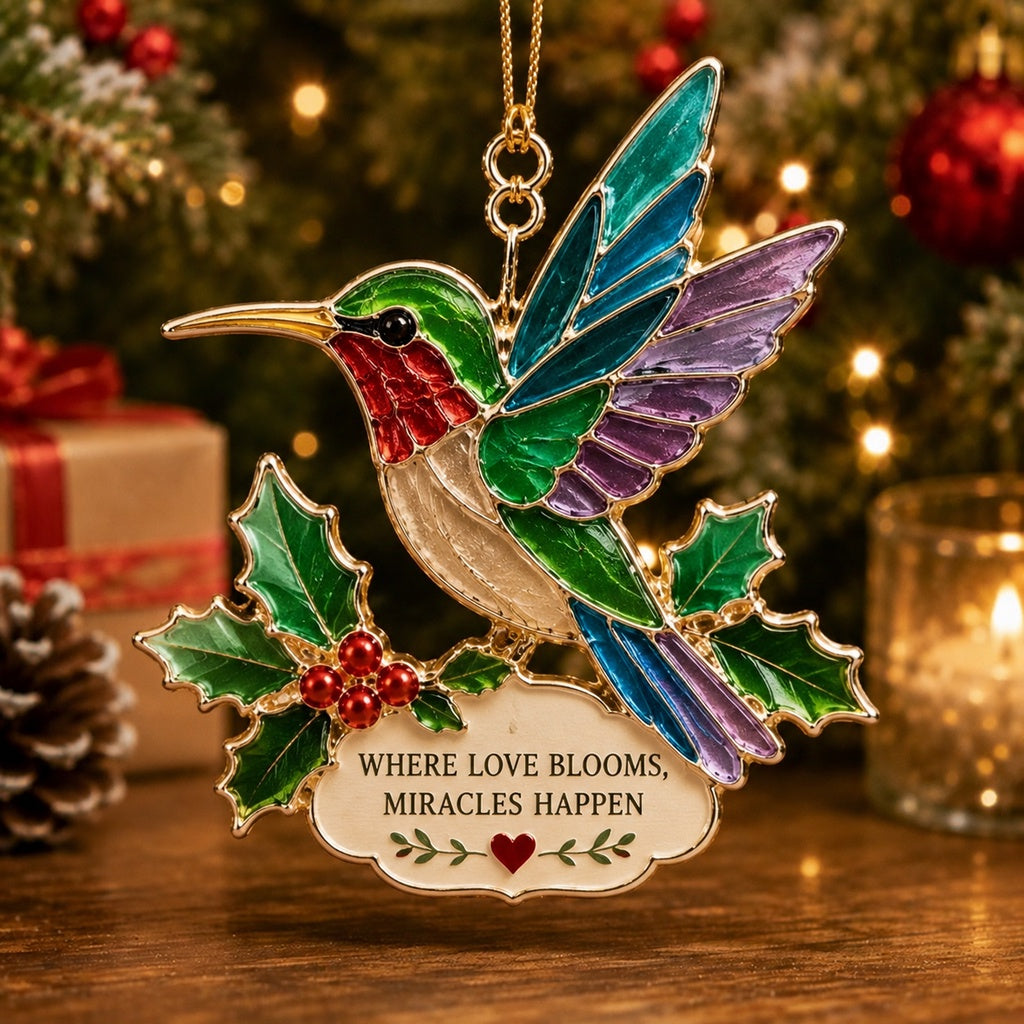 🐚 Sea Glass Animal Christmas Ornament – 'Where Love Blooms, Miracles Happen' Holiday Keepsake