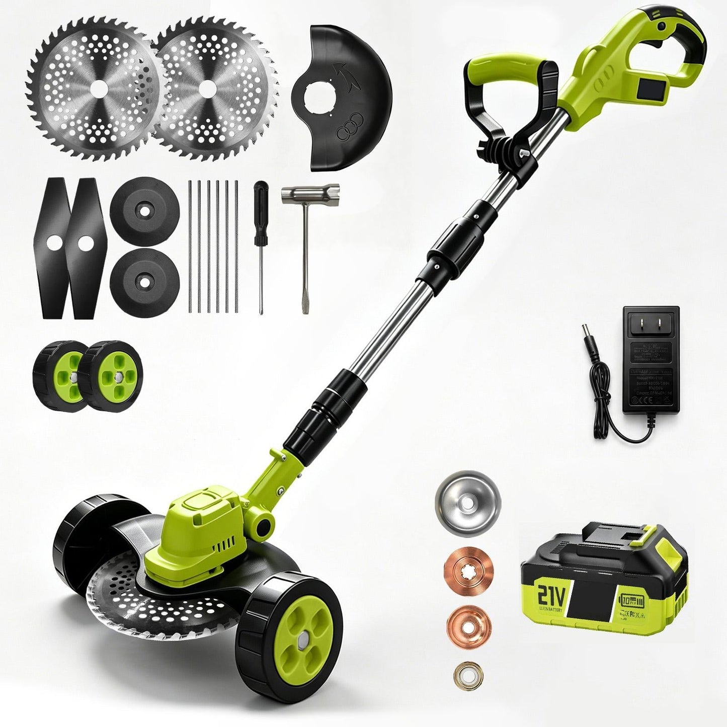 🍃3-in-1 Cordless Lawn Mower with Dual 21V Batteries – Lightweight Grass Trimmer & Edger for Effortless Yard Care