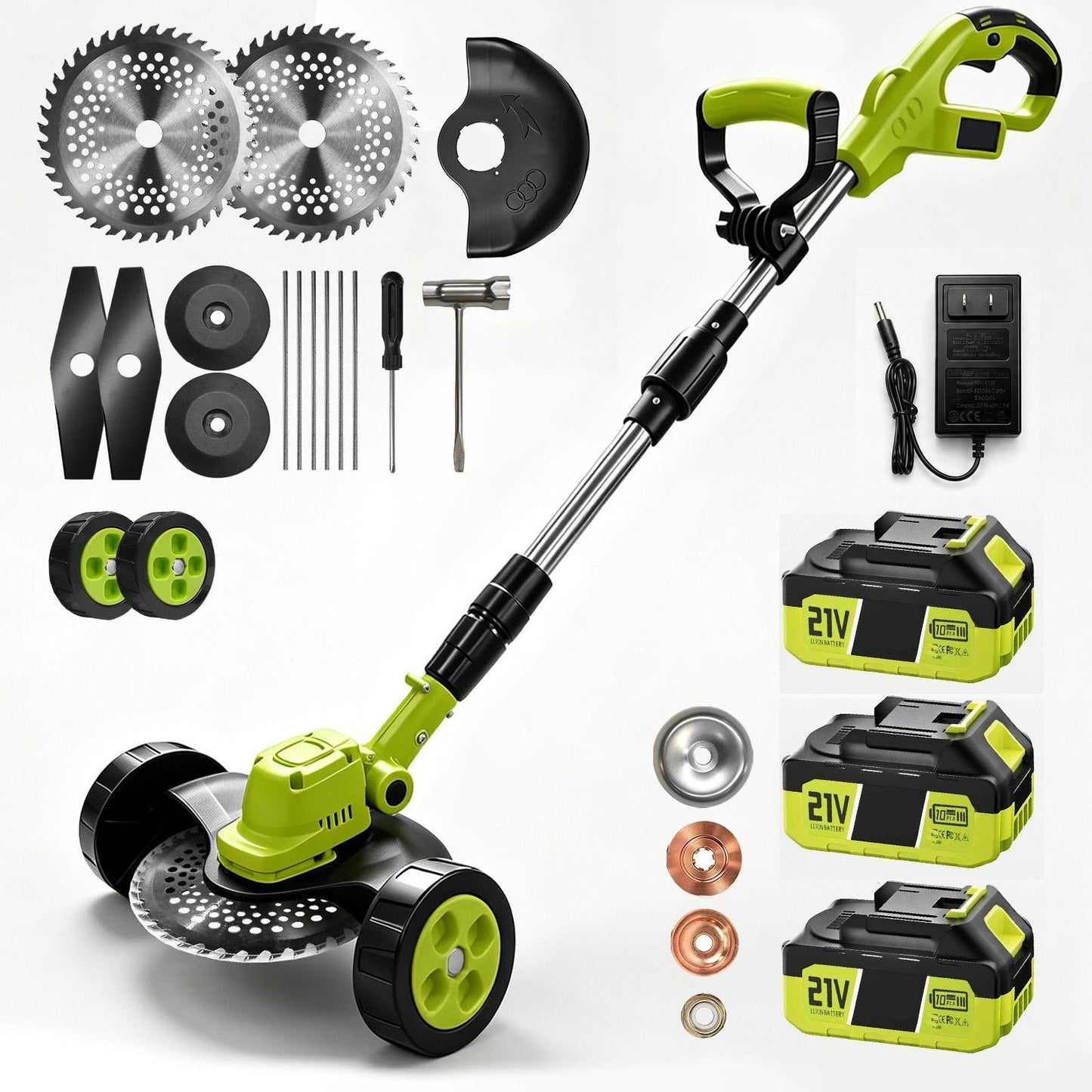 🍃3-in-1 Cordless Lawn Mower with Dual 21V Batteries – Lightweight Grass Trimmer & Edger for Effortless Yard Care