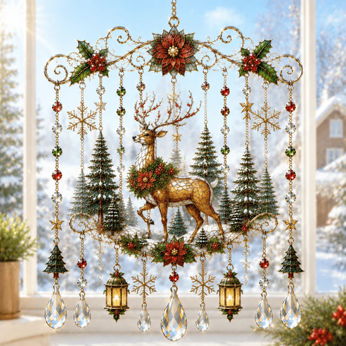 🎄🎐Handmade Christmas Stained Glass Window Hanging