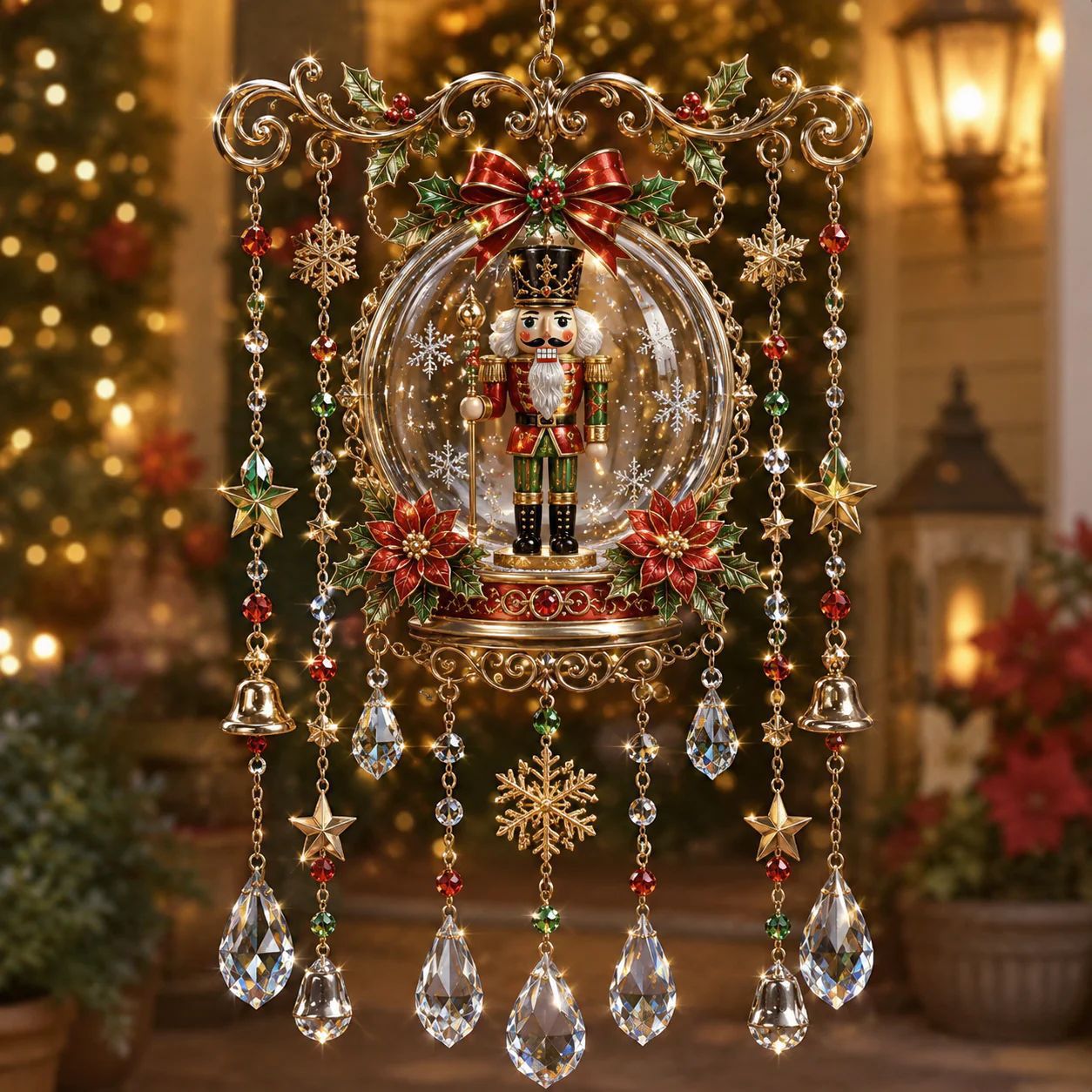 🎄🎐Handmade Christmas Stained Glass Window Hanging