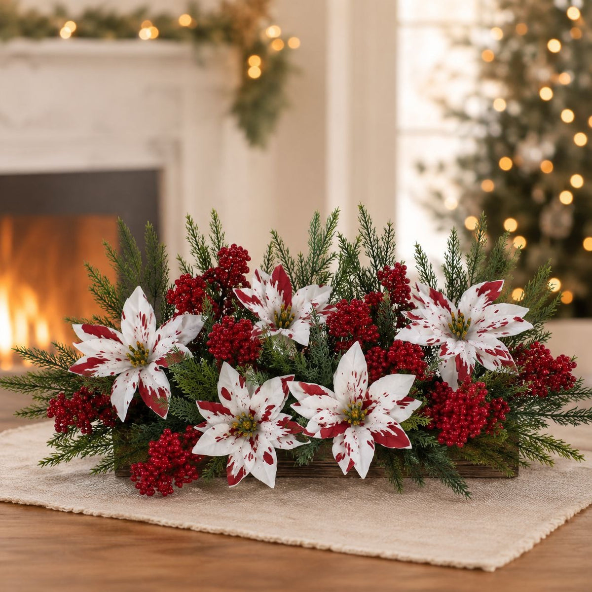 🔥 Last Day 50% OFF - Artificial Poinsettia Potted Plant Insert