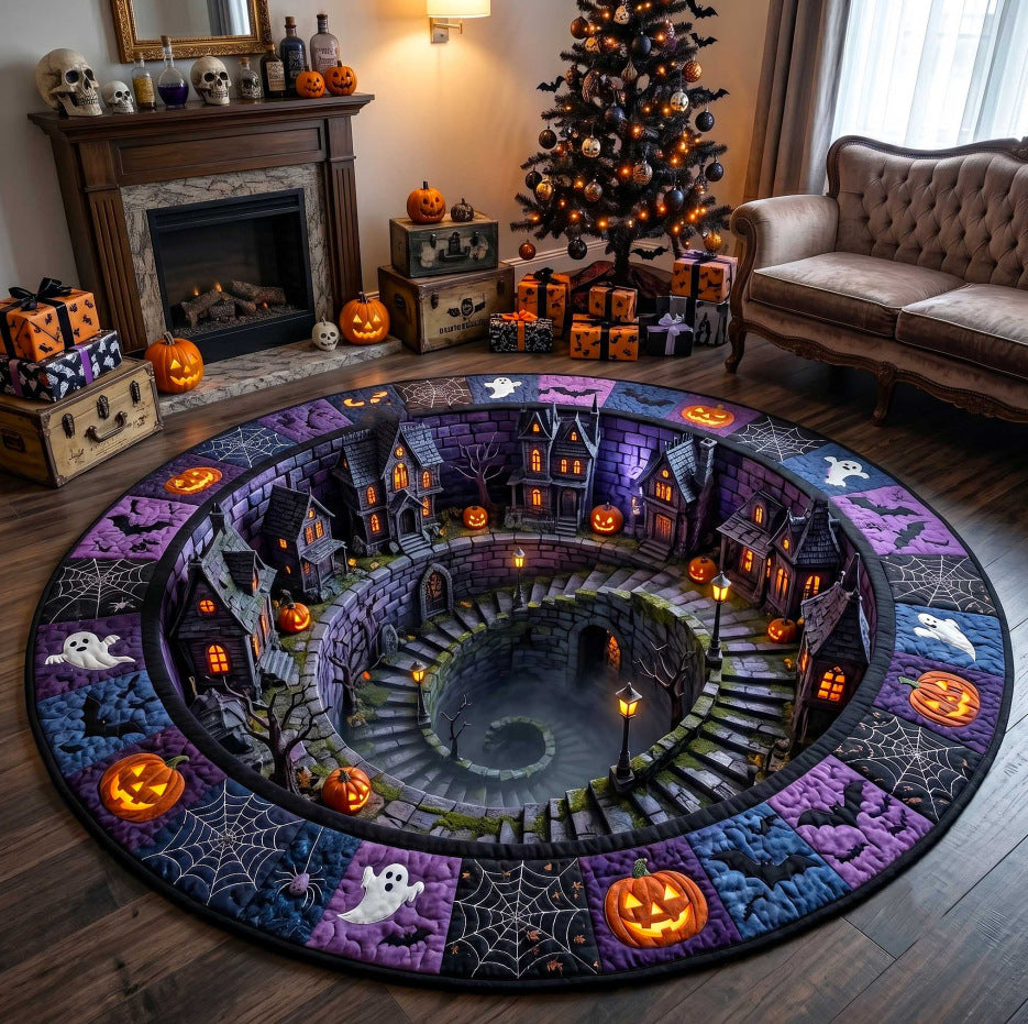 Silent Village Halloween round rug