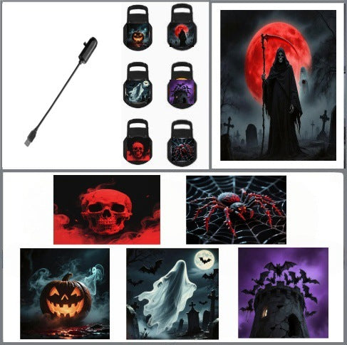 Halloween LED Projection Light | 360° Rotatable USB Horror Atmosphere Lamp