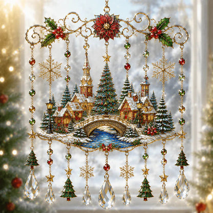 🎄🎐Handmade Christmas Stained Glass Window Hanging