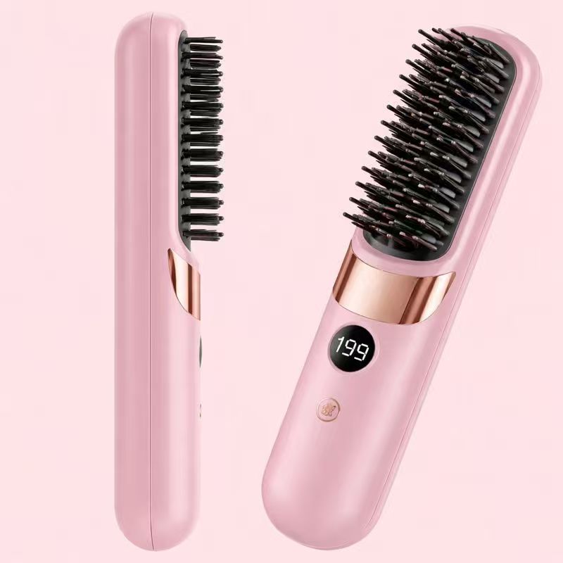 🥳2026 HOT SALE🥳💞50K+ SOLD!💇‍♀️🛡️ 50% OFF! 3‑in‑1 Cordless Hair Straightening Brush – Straighten, curl & detangle with 4 heat settings. Wider teeth prevent burns – safe for daily styling! ✨🌿