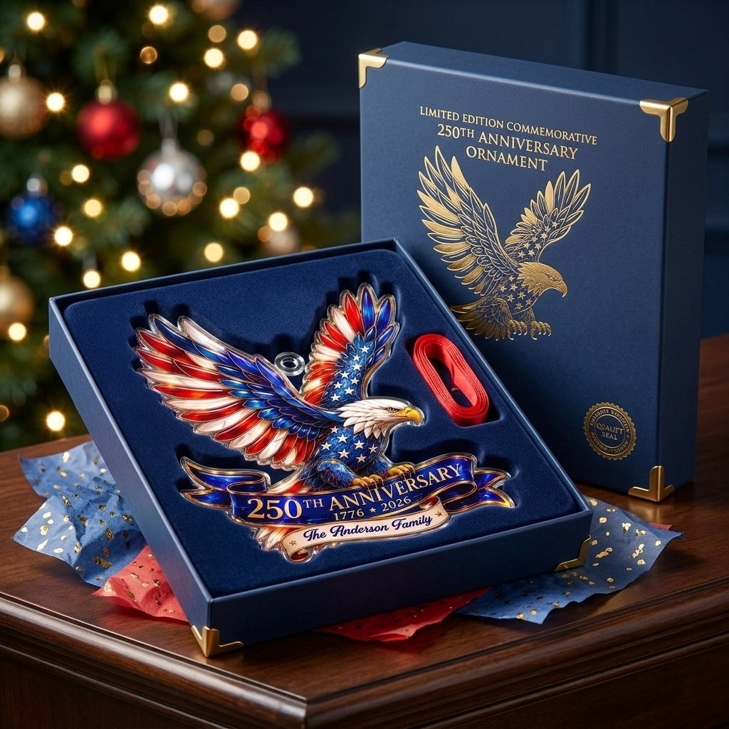 🎄✨ Personalized USA 250th Anniversary Christmas Ornament