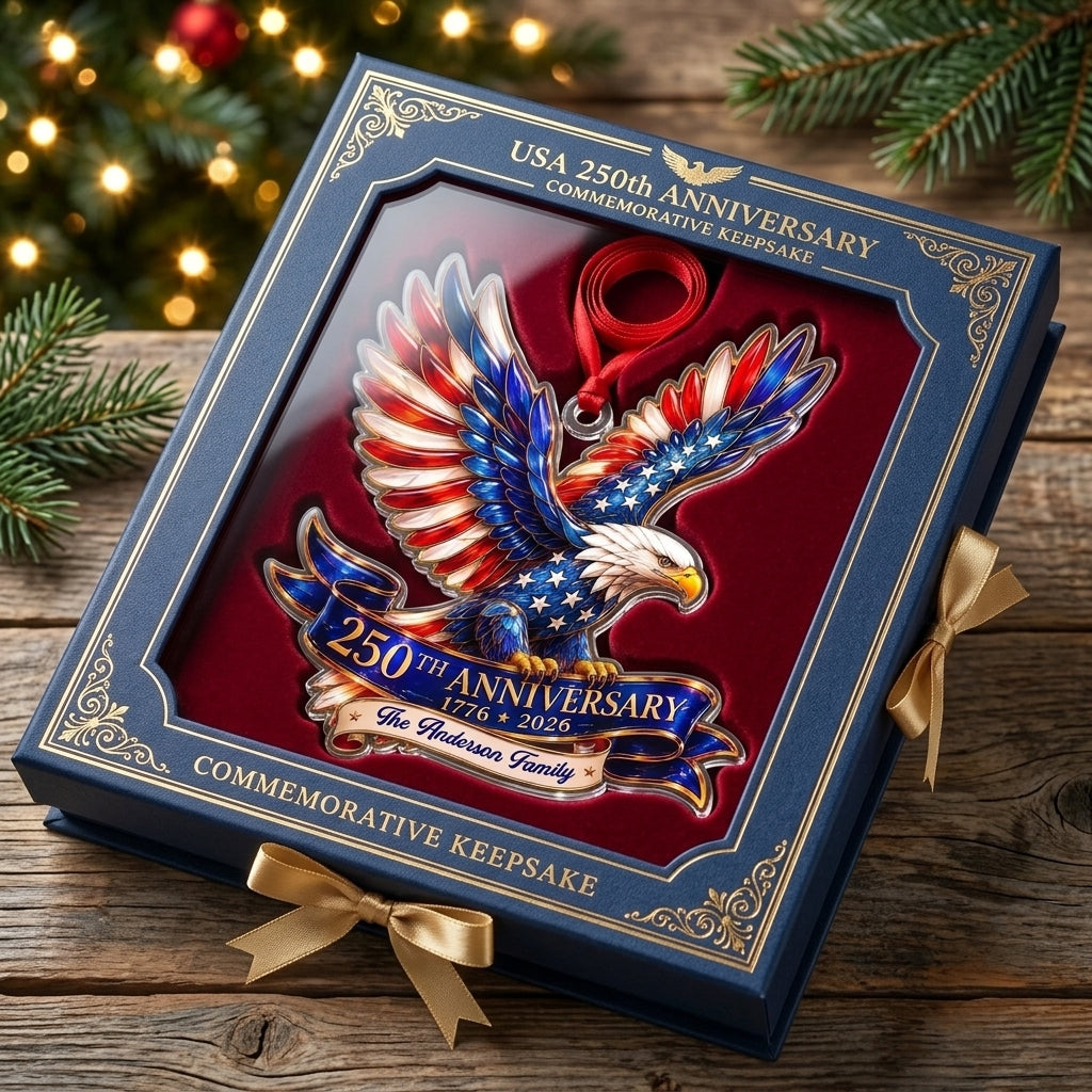 🎄✨ Personalized USA 250th Anniversary Christmas Ornament