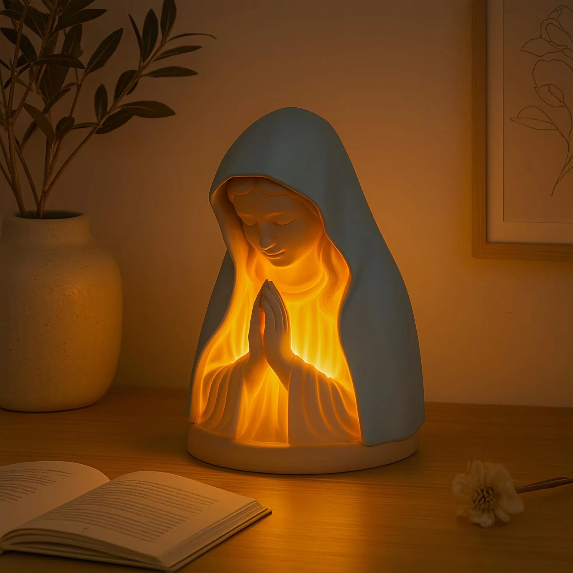 ✝️ Handmade Resin Virgin Mary Night Light – A Gentle Glow of Peace & Protection