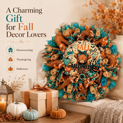 🐮🍂 Highland Cow Fall Halloween Wreath