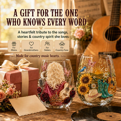 🤠 Queen of Country 1946–2026 3D Glass Collection | 8 Dolly-Inspired Country Designs with Raised Guitars, Butterflies, Boots, Florals & Vintage Music Details 🎸✨