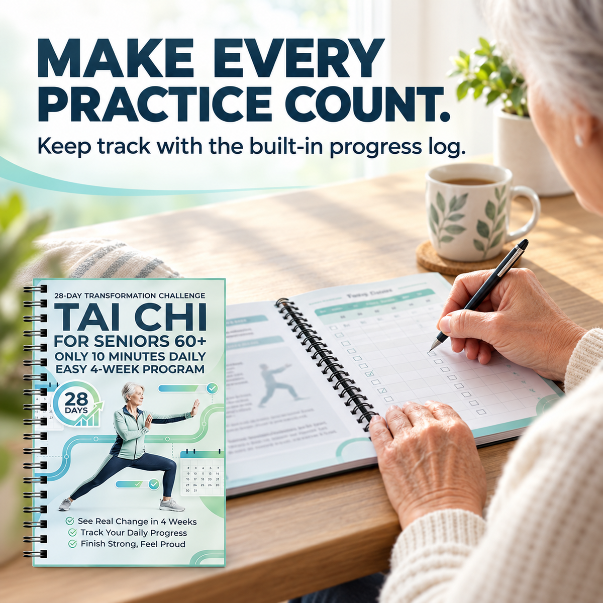 ☯️ 28-Day Tai Chi Practice Book for Beginners and Seniors