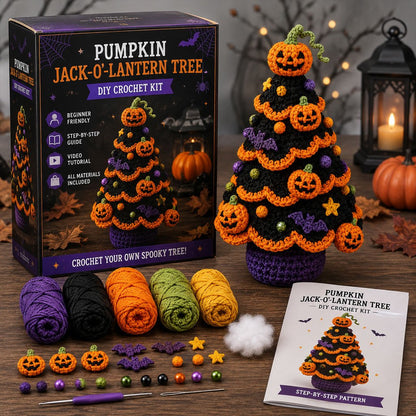 🔥 LAST DAY 49% OFF – 🎃 Halloween Tree DIY Crochet Kit | All-In-One Kit for a Layered 7-Inch Spooky Tabletop Decoration 🧶👻✨