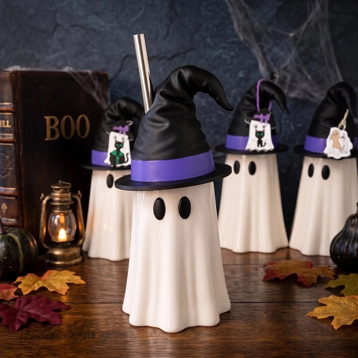 👻 Spooky Sips™ Ghost Tumbler – Halloween Witch Hat Cup